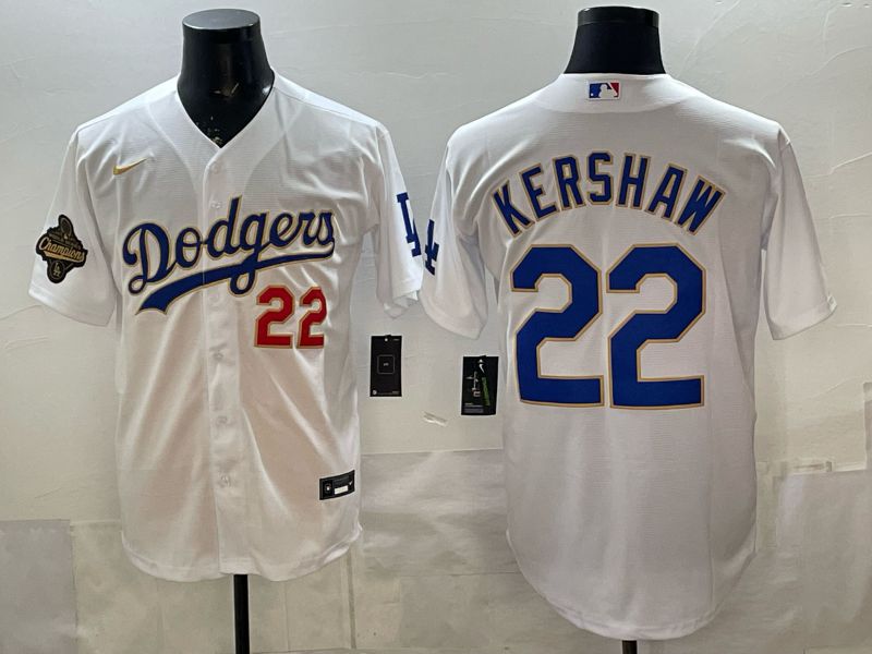 Men Los Angeles Dodgers #22 Kershaw White blue Game 2026 Nike MLB Jersey style 0072